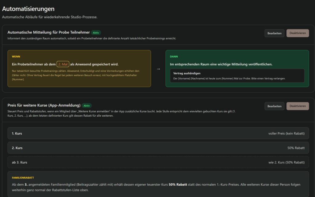 BestDanceSmart Screenshot – bds3 s automatisierungen (Demo-Daten)