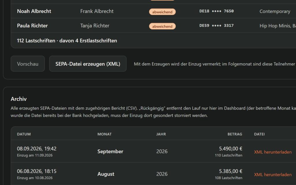 BestDanceSmart Screenshot – bds3 s finance archiv (Demo-Daten)