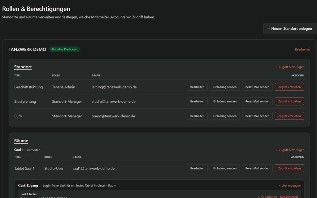 BestDanceSmart Screenshot – bds3 s rollen (Demo-Daten)